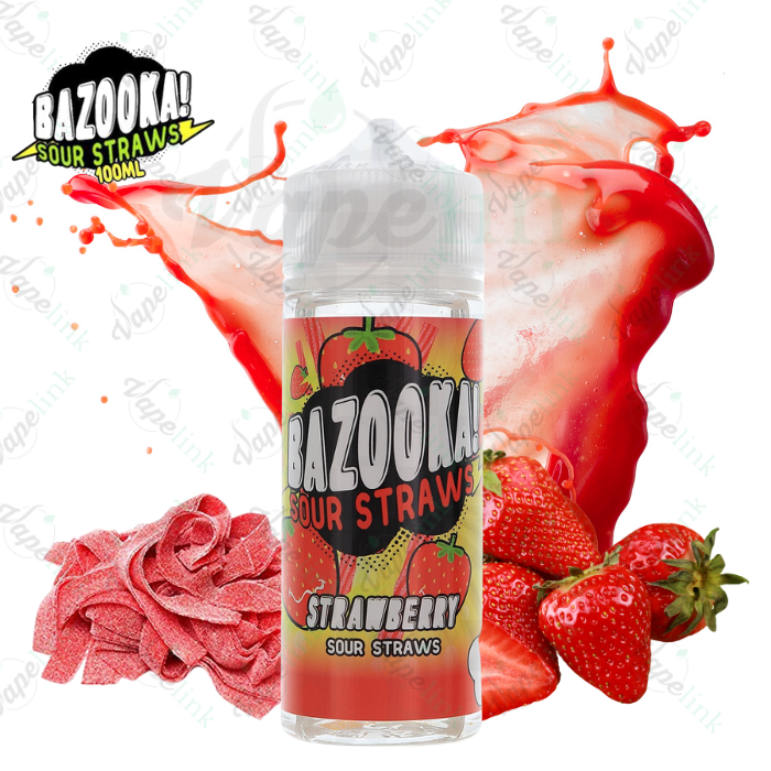 Bazooka Sour Straws - Strawberry 100ml
