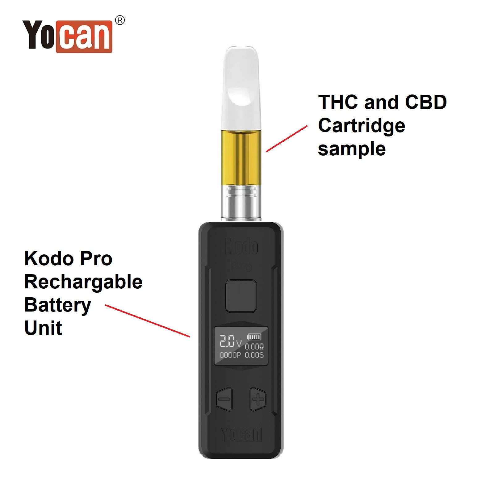 Yocan Kodo Pro 510 Vaporizer Battery 400mAh to be used with THC & CBD cartridges