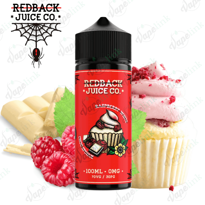 Redback Juice Co. - Raspberry White Choc Sponge 100ml Web