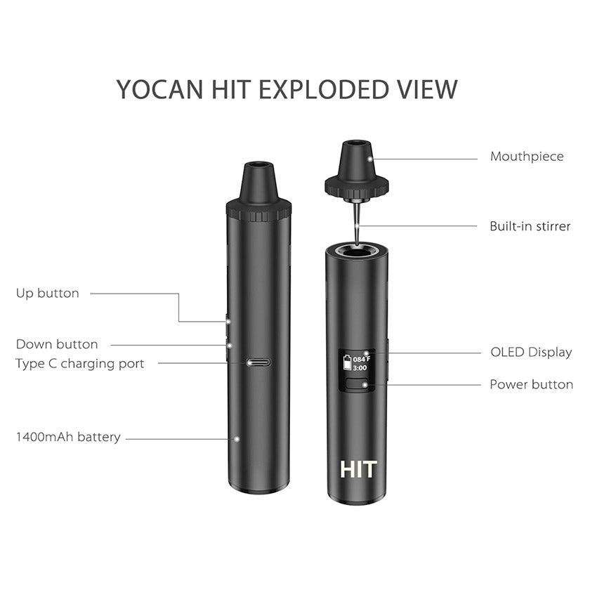 Yocan Hit Dry Herb Vaporizer 1400mAh Starter Kit